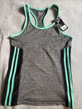 Heather Gray Racerback Tank with Mint Trim
